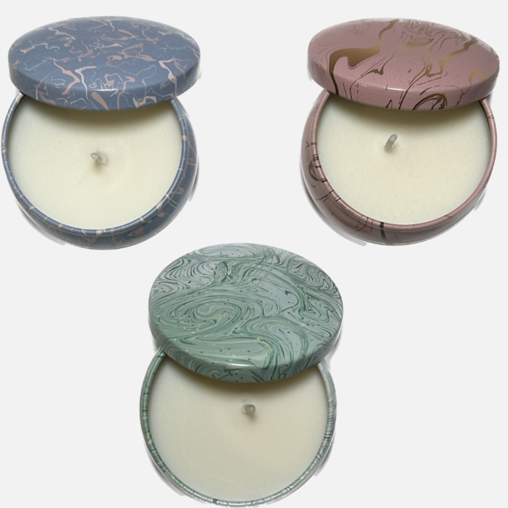Soy Candle in Marble Pattered Tin - BUYERS CHOICE